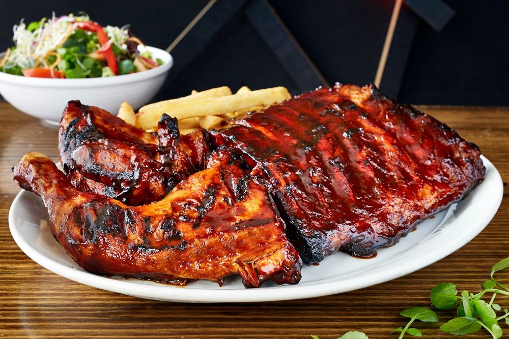 Half rack ribs and Portuguese chicken