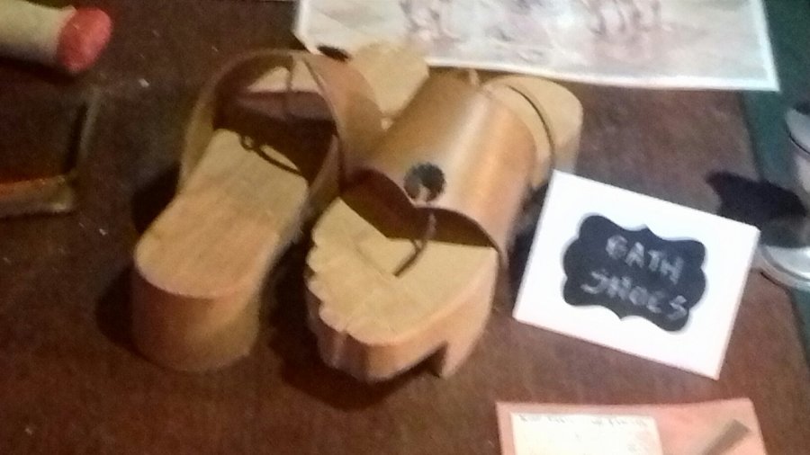 Reproductions of the kind of shoes worn in the caldarium to protect feet from the hot floor!