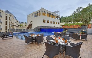 The Kumbha Residency in Kumbhalgarh, image may contain: Terrace, Resort, Villa, Dining Table