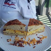 Breakfast sandwiches made on house made focaccia!