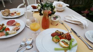 Golden Royal Boutique Hotel & Spa in Kosice, image may contain: Brunch, Cutlery, Fork, Lunch