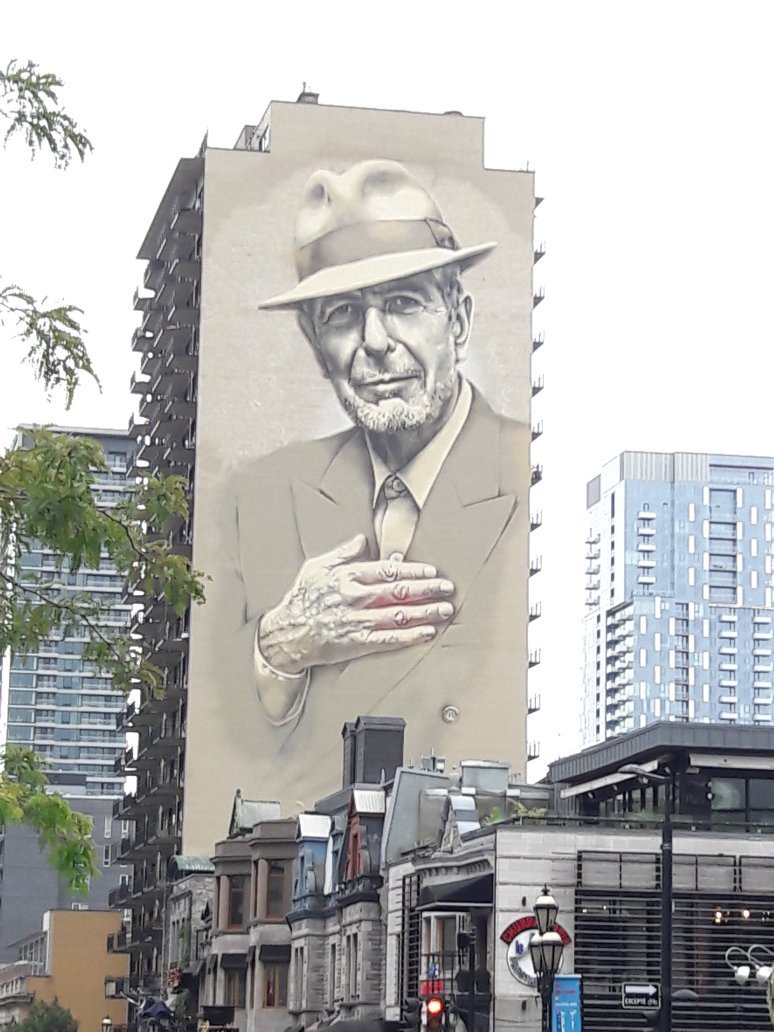 Leonard Cohen mural - Montreal photography - Mont Royal - Industrial decor - Large art orders stretched canvas, aluminum, acrylic- Architecture art