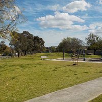 Paths and grassland by the playground