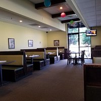 Seating rear of restaurant