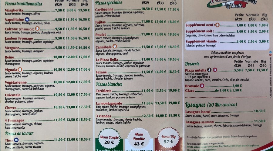 notre menu 2018