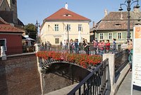 The Bridge of Lies and Casa Artelor in Sibiu Hermannstadt, Transylvania,  Romania Stock Photo - Image of cityscape, bridge: 183384176