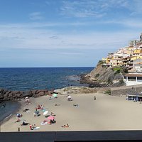 La plage vue de notre chambre à l'hôtel Riviera