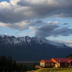 View of Knik River Lodge from lookout.