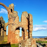 Wonderful view from Lindisfarne Priory out to sea