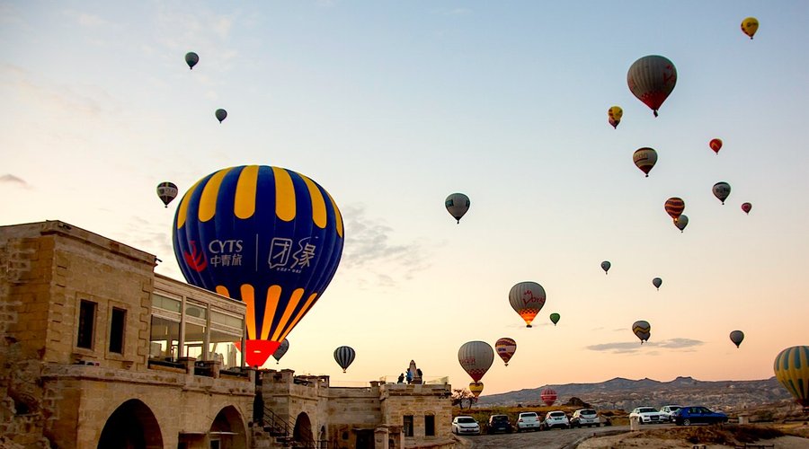 Sunrise Hot Air Balloon flight over Azure Cave Suites