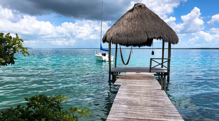View of the private dock onto the lagoon.