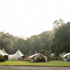 Under Canvas Great Smoky Mountains glamping grounds. 