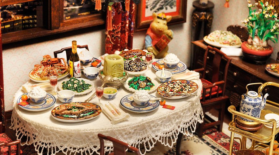 Chinese New Year (detail), miniature diorama by artist Frank Wong. On view at CHSA Museum.