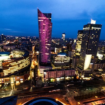 Varsovie, du haut du Palais de la Culture, Blue Hour, Mars 2017.