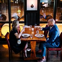 Dine overlooking the barrel room.
