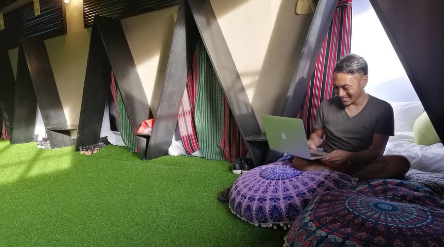 The huts at the hostel's 3rd floor