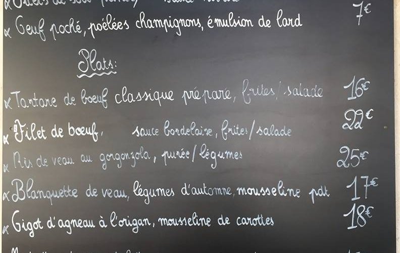 Menu (entrées + plats)