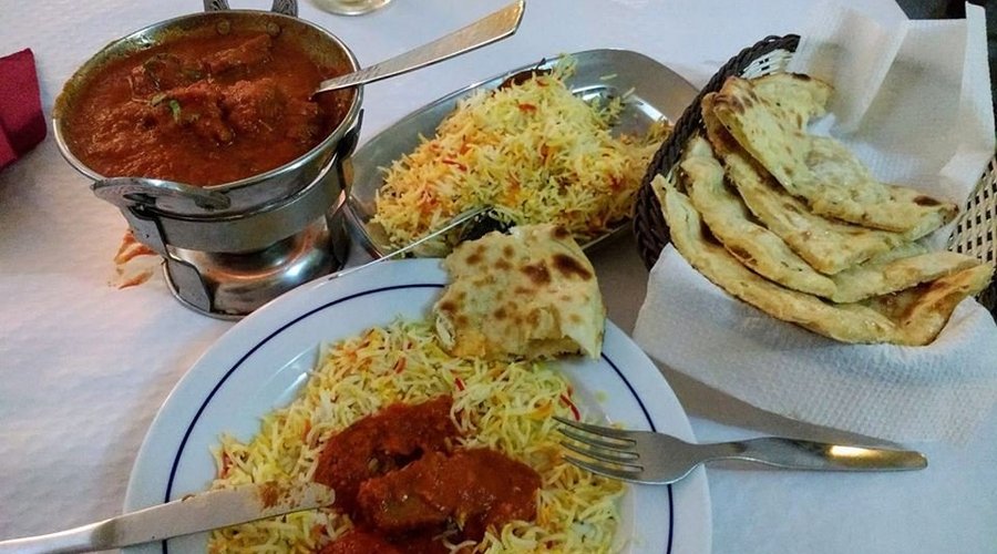 Lamb Madras, Pilau rice (the best i have ever had) and cheese nann.