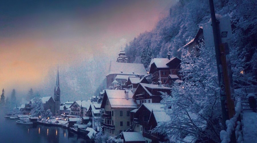 Magical winter evening of this small fairytale looking town.