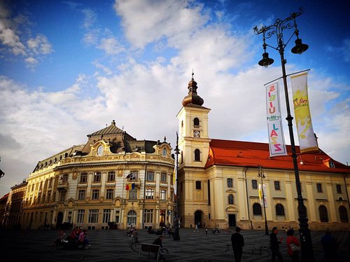 Sibiu, Transylvania, Romania Central Square At Sunset