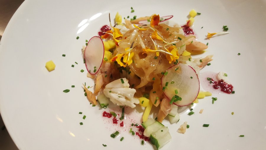 Crab and smoked trout 