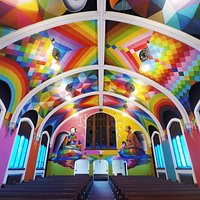 The inside of the historic chapel was painted by world-renowned Spanish Artist Okuda San Miguel.