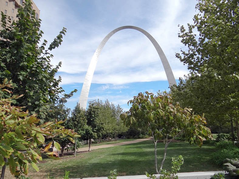 The Gateway Arch is back on newly placed sod at Busch