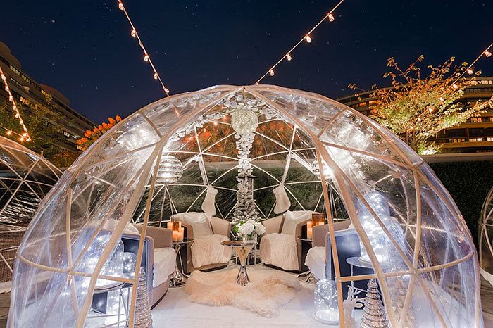 Winter Igloos on the Whisky Bar terrace