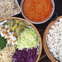 Nasi Kerabu Condiments and Laksam