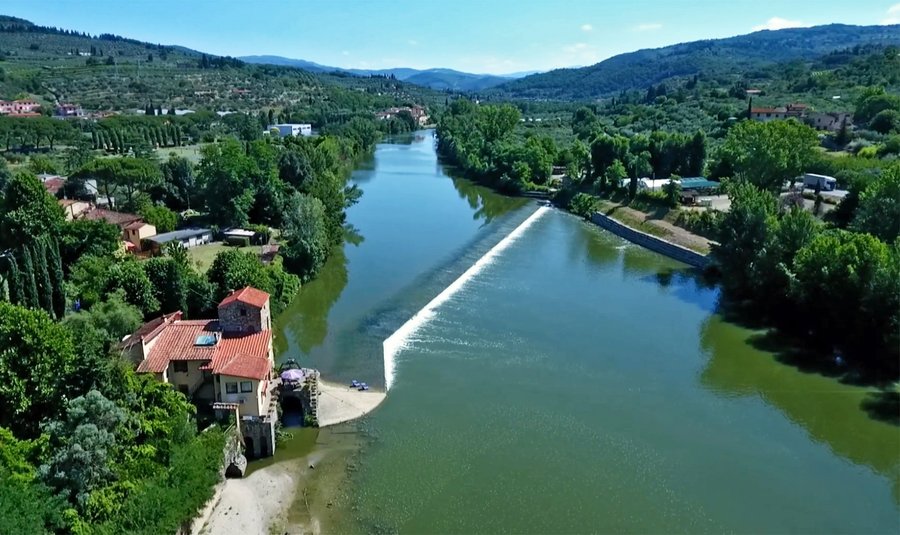 View of Martellina and the river from drone