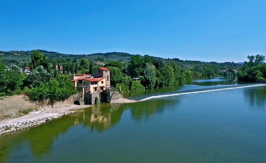 View of Martellina and the river from drone