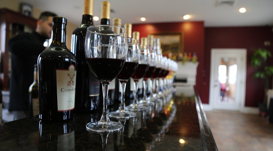 We offer wine tastings throughout the day. Our knowledgeable tasting room associates will guide you through tasting our wines whether you are a novice or a seasoned veteran.

We love large groups and want to make sure your experience at CrossKeys Vineyards is extraordinary. We request that large groups call the vineyard, 540-234-0505, 48 hours in advance to set up a reserved group tasting. The group will have a reserved table, staffing, and a cheese plate included with price.