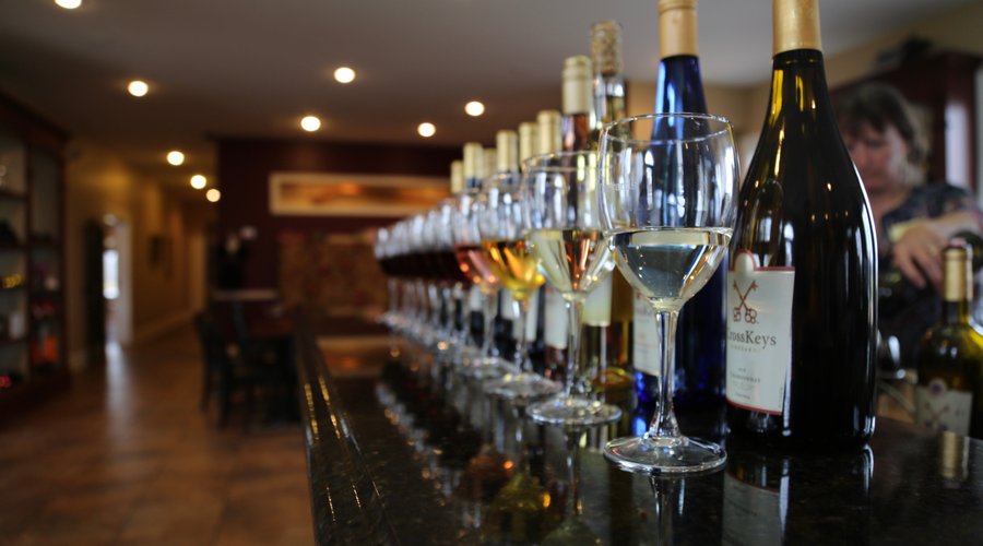 We offer wine tastings throughout the day. Our knowledgeable tasting room associates will guide you through tasting our wines whether you are a novice or a seasoned veteran.

We love large groups and want to make sure your experience at CrossKeys Vineyards is extraordinary. We request that large groups call the vineyard, 540-234-0505, 48 hours in advance to set up a reserved group tasting. The group will have a reserved table, staffing, and a cheese plate included with price.
