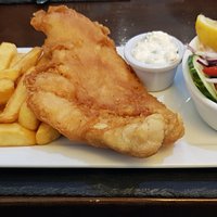Battered haddock and chips -- the fish really was first-class.