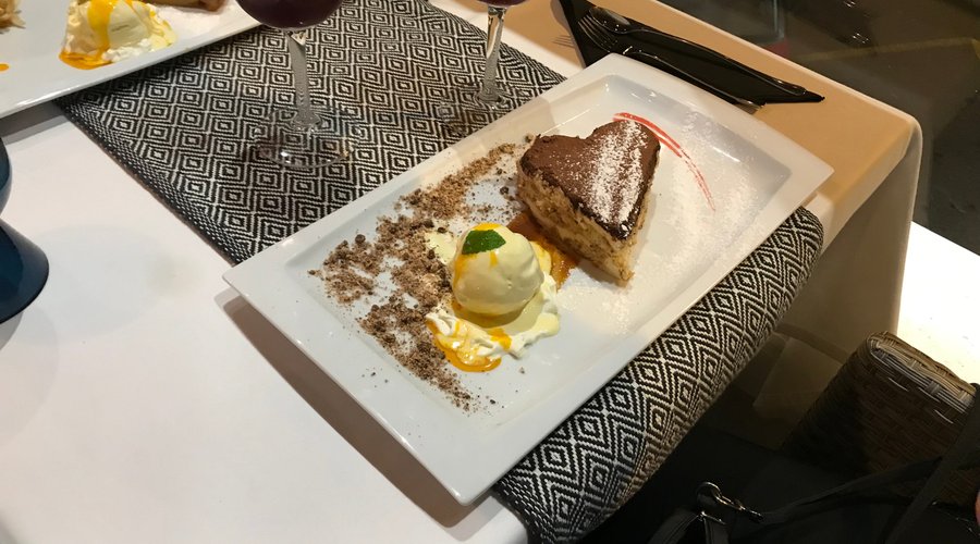 Tiramisu with vanilla ice cream 