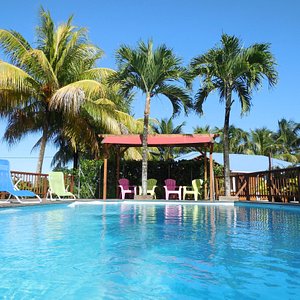 Face aux gîtes la piscine de Lamatéliane n'attend plus que vous ... Bonnes vacances en Guadeloupe !