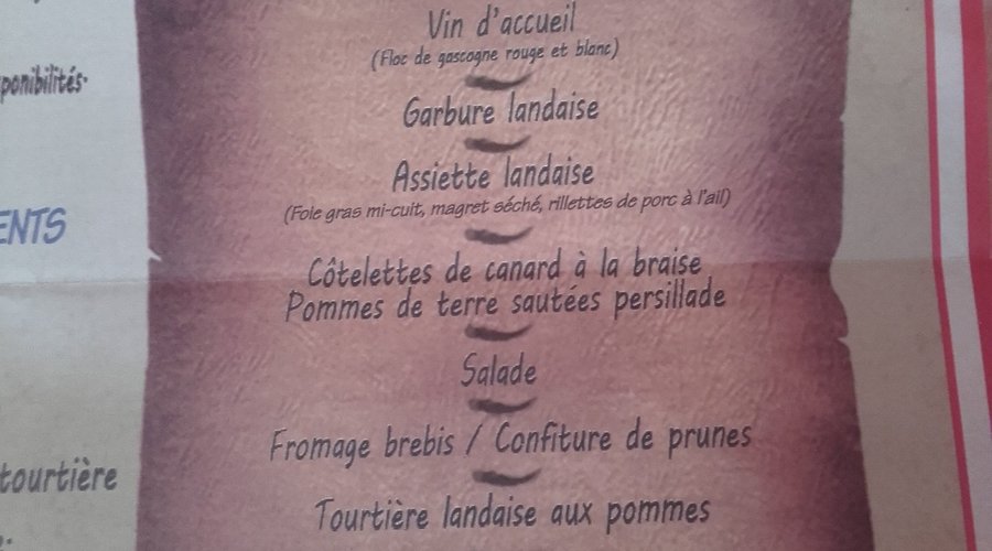 Menu qui laisse entrevoir la qualité du repas. Un excellent rapport/qualité /prix.
