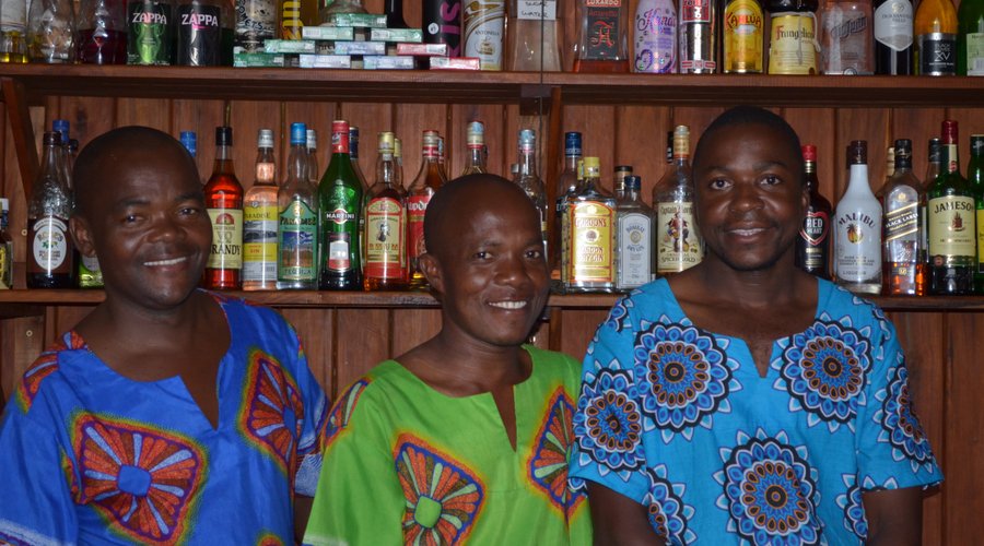 Manuel, Teles and Samuel the waiters of Mango Beach