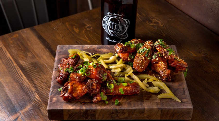 Chicken wings, either Spicy or BBQ.