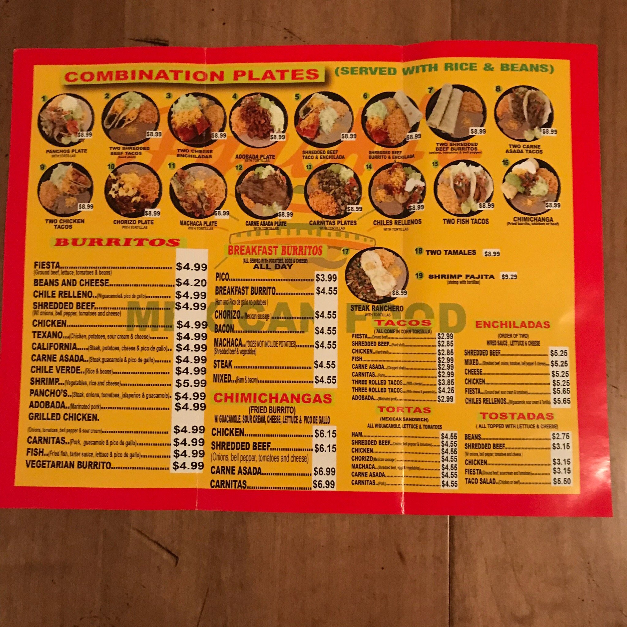 Panchos menu discount