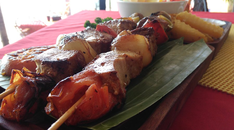 Grilled Tuna Kabobs with grilled fresh veggies, and choice of two hearty sides. One of my Manager's Selections!