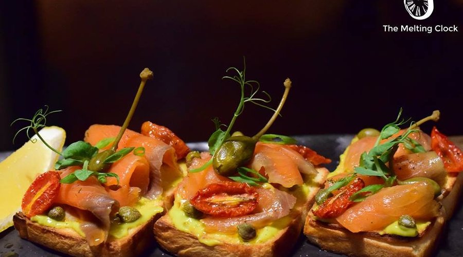 Salmon bruschetta.