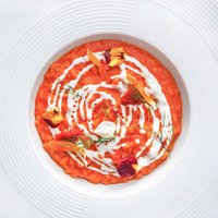Carnaroli Riserva mantecato al caprino con polvere di peperone crusco,nduja ed albicocca essiccata