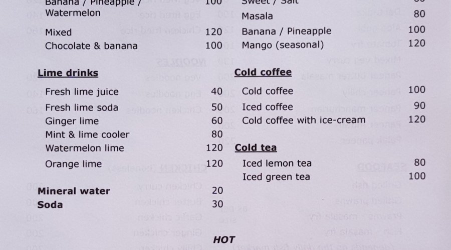 menu