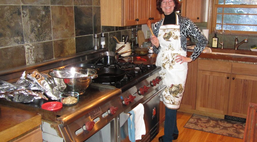 Your hostess, Jeanne, preparing another delicious breakfast.