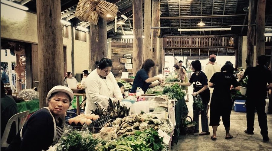 Fresh organic vegetables from our Organic Hall at Jing jai Farmers Market Chiang Mai