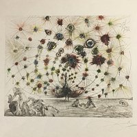 Slavador Dali ethcing embellished with watercolor "Argus" signed and numbered by Dali