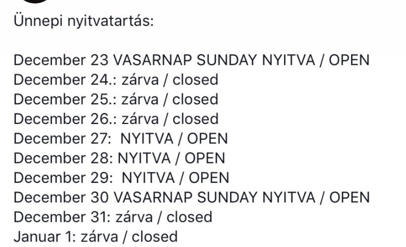Xmas and Nye opening schedule 