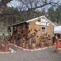 some of the smaller carvings at Dahl's Chainsaw Art in Keystone