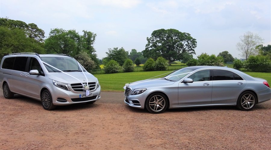 East Of Scotland Chauffeur Services. "WEDDING CARS" Our Mercedes V Class 7 Passenger Luxury People Carrier & Mercedes S Class AMG LWB Limousine at Coulston House, East Lothian.